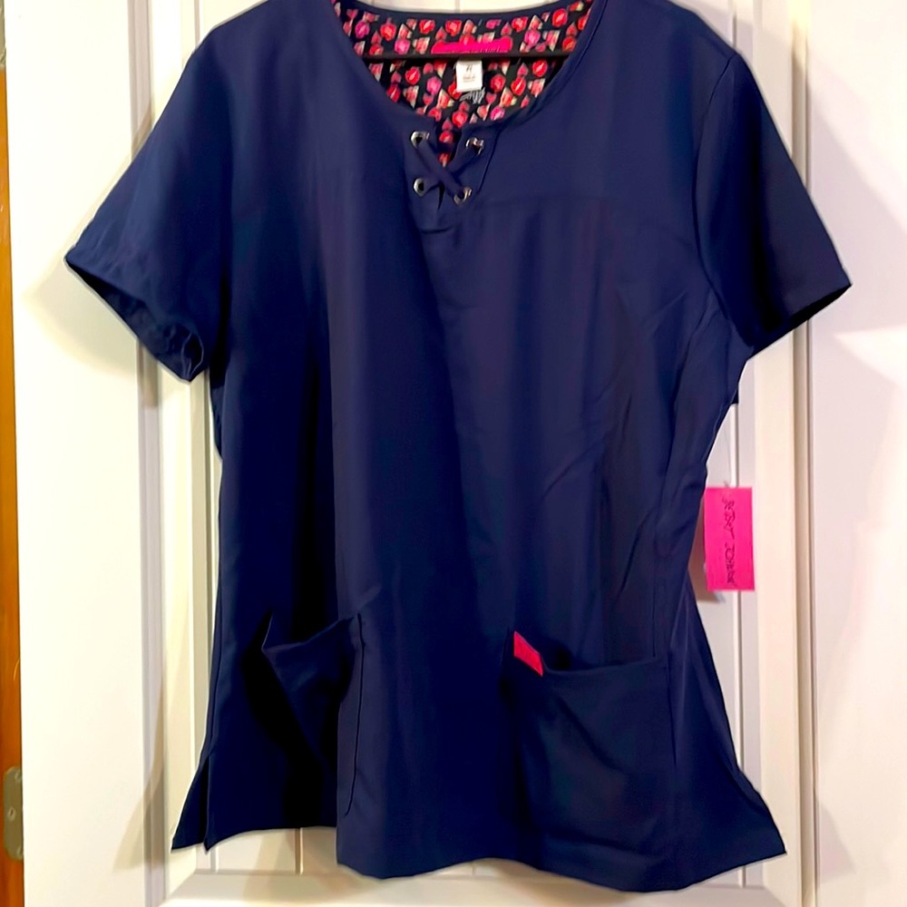 Betsy Johnson - XL - Navy - Scrub Top